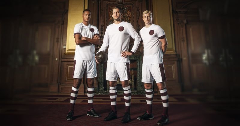 players wearing hearts 2023-24 third kit in white